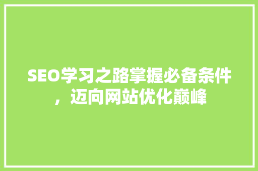 SEO学习之路掌握必备条件，迈向网站优化巅峰
