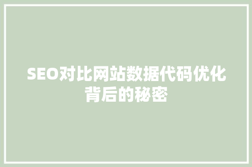 SEO对比网站数据代码优化背后的秘密