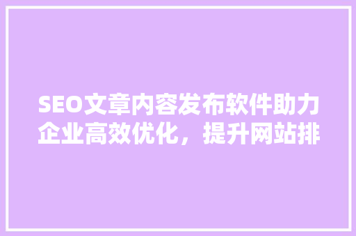 SEO文章内容发布软件助力企业高效优化，提升网站排名