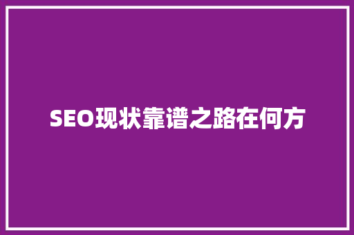 SEO现状靠谱之路在何方