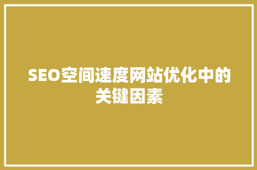 SEO空间速度网站优化中的关键因素