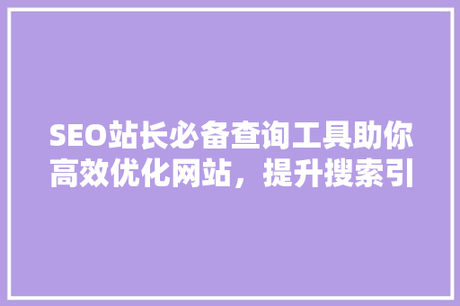 SEO站长必备查询工具助你高效优化网站，提升搜索引擎排名
