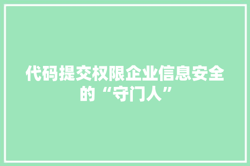 代码提交权限企业信息安全的“守门人”