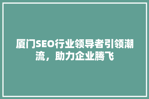 厦门SEO行业领导者引领潮流，助力企业腾飞