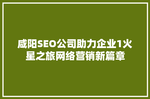 咸阳SEO公司助力企业1火星之旅网络营销新篇章