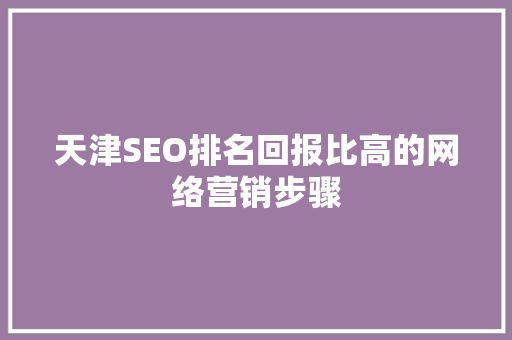 天津SEO排名回报比高的网络营销步骤