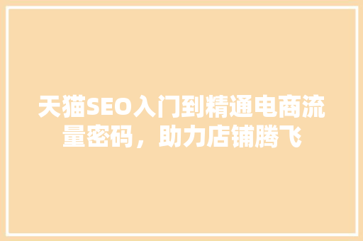 天猫SEO入门到精通电商流量密码，助力店铺腾飞