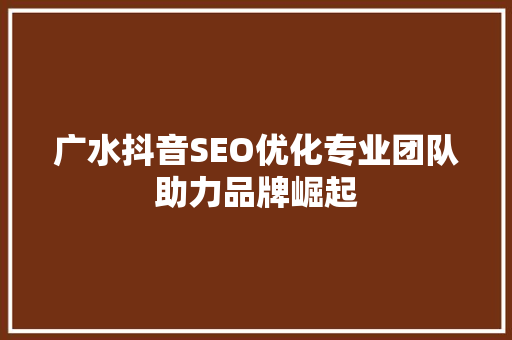 广水抖音SEO优化专业团队助力品牌崛起