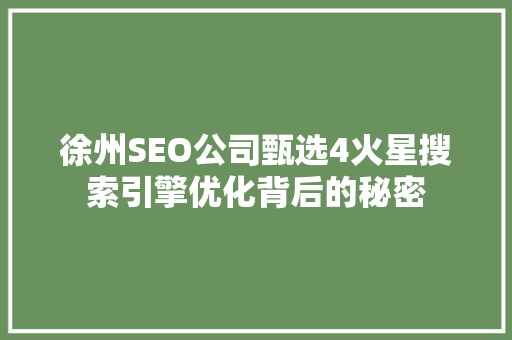 徐州SEO公司甄选4火星搜索引擎优化背后的秘密