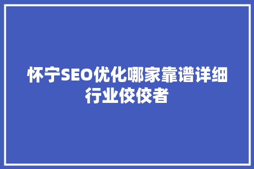 怀宁SEO优化哪家靠谱详细行业佼佼者