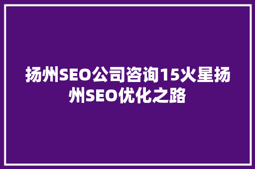 扬州SEO公司咨询15火星扬州SEO优化之路