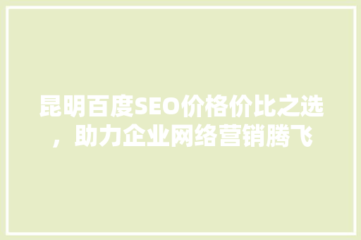 昆明百度SEO价格价比之选，助力企业网络营销腾飞