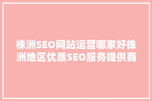 株洲SEO网站运营哪家好株洲地区优质SEO服务提供商