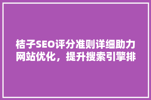 桔子SEO评分准则详细助力网站优化，提升搜索引擎排名