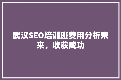 武汉SEO培训班费用分析未来，收获成功
