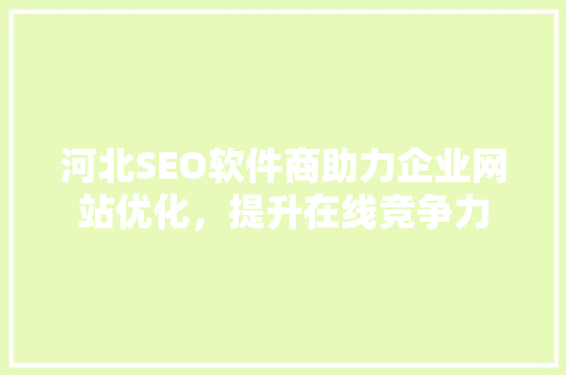 河北SEO软件商助力企业网站优化，提升在线竞争力