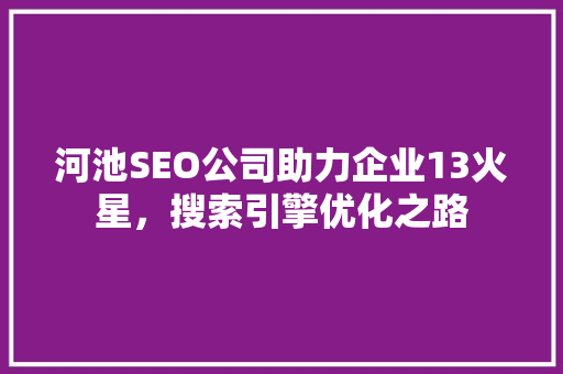 河池SEO公司助力企业13火星，搜索引擎优化之路