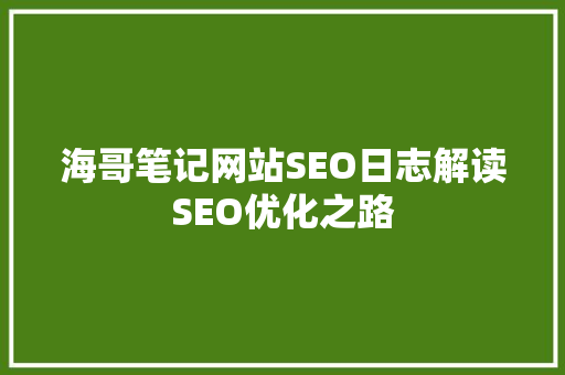 海哥笔记网站SEO日志解读SEO优化之路