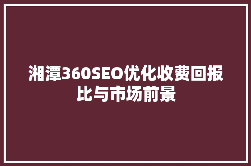 湘潭360SEO优化收费回报比与市场前景