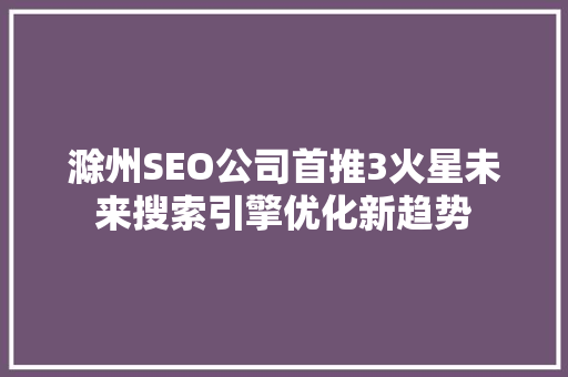 滁州SEO公司首推3火星未来搜索引擎优化新趋势