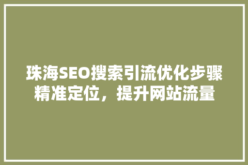 珠海SEO搜索引流优化步骤精准定位，提升网站流量