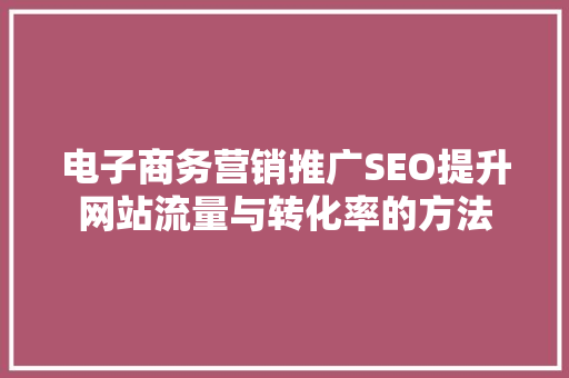 电子商务营销推广SEO提升网站流量与转化率的方法