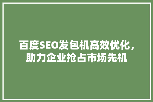 百度SEO发包机高效优化，助力企业抢占市场先机