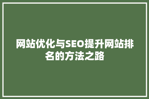网站优化与SEO提升网站排名的方法之路
