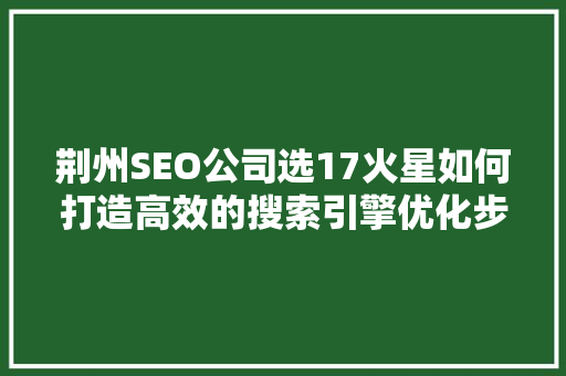 荆州SEO公司选17火星如何打造高效的搜索引擎优化步骤