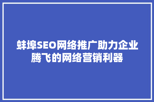 蚌埠SEO网络推广助力企业腾飞的网络营销利器