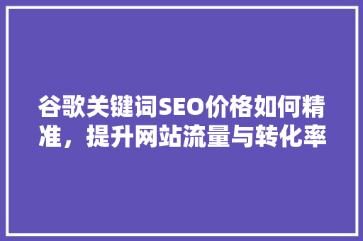 谷歌关键词SEO价格如何精准，提升网站流量与转化率