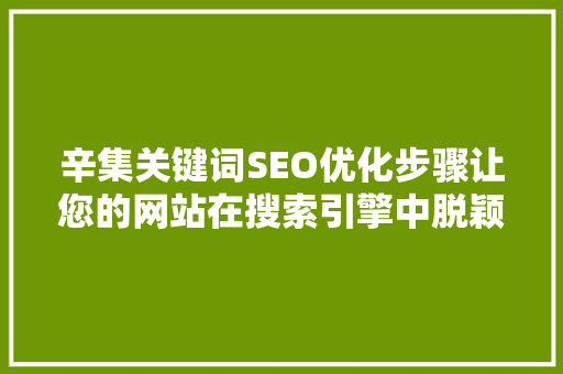 辛集关键词SEO优化步骤让您的网站在搜索引擎中脱颖而出