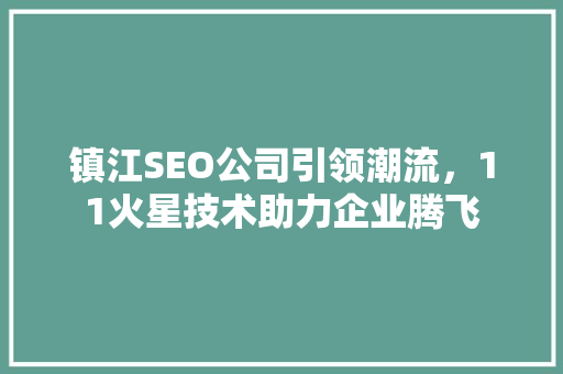 镇江SEO公司引领潮流，11火星技术助力企业腾飞