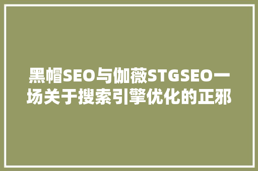 黑帽SEO与伽薇STGSEO一场关于搜索引擎优化的正邪较量