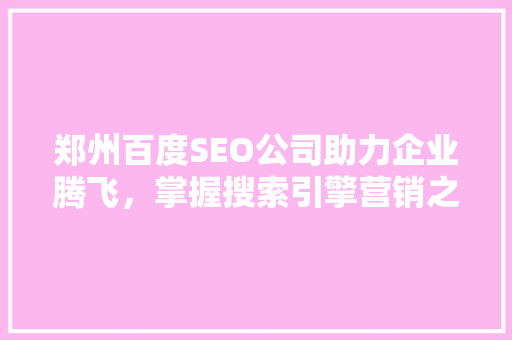 郑州百度SEO公司助力企业腾飞，掌握搜索引擎营销之路