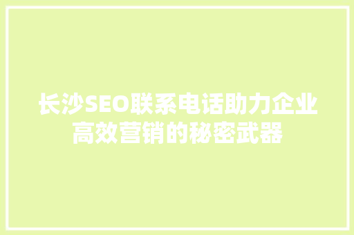 长沙SEO联系电话助力企业高效营销的秘密武器