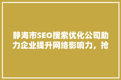 静海市SEO搜索优化公司助力企业提升网络影响力，抢占市场先机