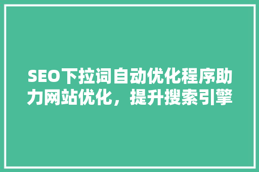 SEO下拉词自动优化程序助力网站优化，提升搜索引擎排名