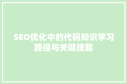SEO优化中的代码知识学习路径与关键技能