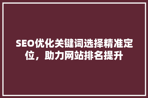 SEO优化关键词选择精准定位，助力网站排名提升