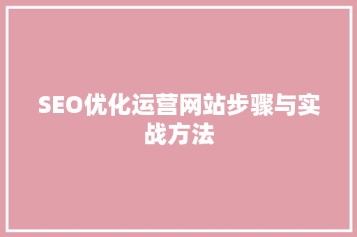 SEO优化运营网站步骤与实战方法