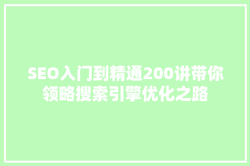 SEO入门到精通200讲带你领略搜索引擎优化之路