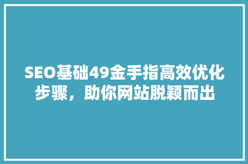 SEO基础49金手指高效优化步骤，助你网站脱颖而出