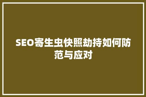 SEO寄生虫快照劫持如何防范与应对