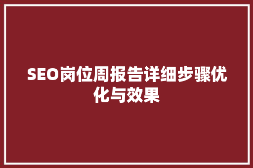 SEO岗位周报告详细步骤优化与效果