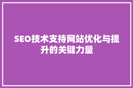 SEO技术支持网站优化与提升的关键力量