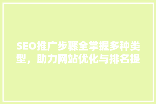 SEO推广步骤全掌握多种类型，助力网站优化与排名提升