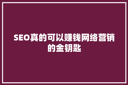 SEO真的可以赚钱网络营销的金钥匙  第1张