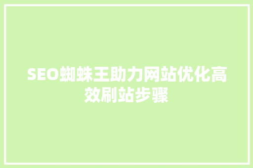 SEO蜘蛛王助力网站优化高效刷站步骤