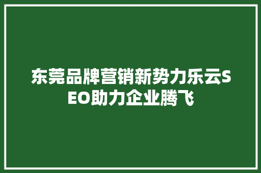 东莞品牌营销新势力乐云SEO助力企业腾飞